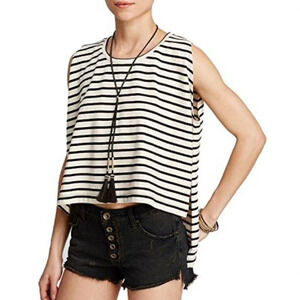 Free People We the Free Madness striped high- low muscle tank top XS